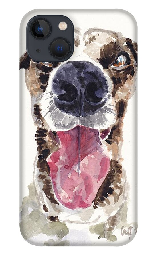 Watercolor iPhone 13 Case featuring the painting Happy Dog by George Cret