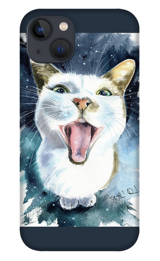 Cat iPhone 13 Case featuring the painting Happy Poppy by Dora Hathazi Mendes
