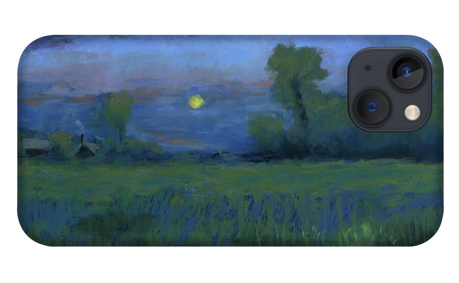 Nocturne iPhone 13 Case featuring the pastel Harvest Moon After George Inness by David King Studio