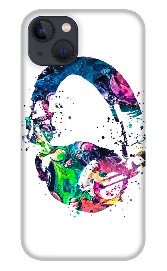 Headphones iPhone 13 Case featuring the painting Headphones by Zuzi 's
