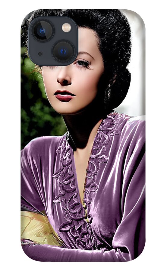 Hedy Lamarr iPhone 13 Case featuring the digital art Hedy Lamarr Portrait by Chuck Staley