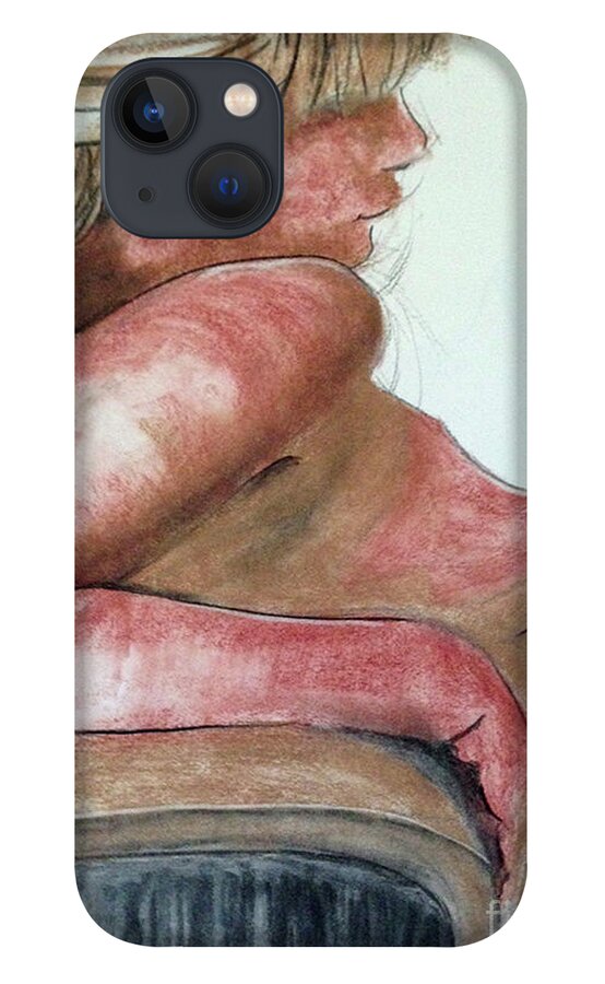 Life Drawing iPhone 13 Case featuring the drawing Her Bangs by PJ Kirk