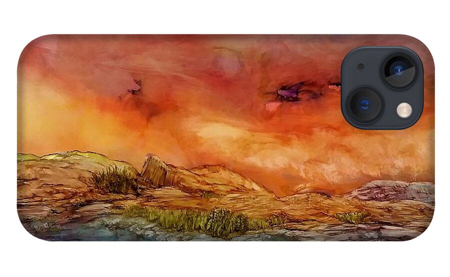 Storm iPhone 13 Case featuring the painting High Desert Storm by Angela Marinari