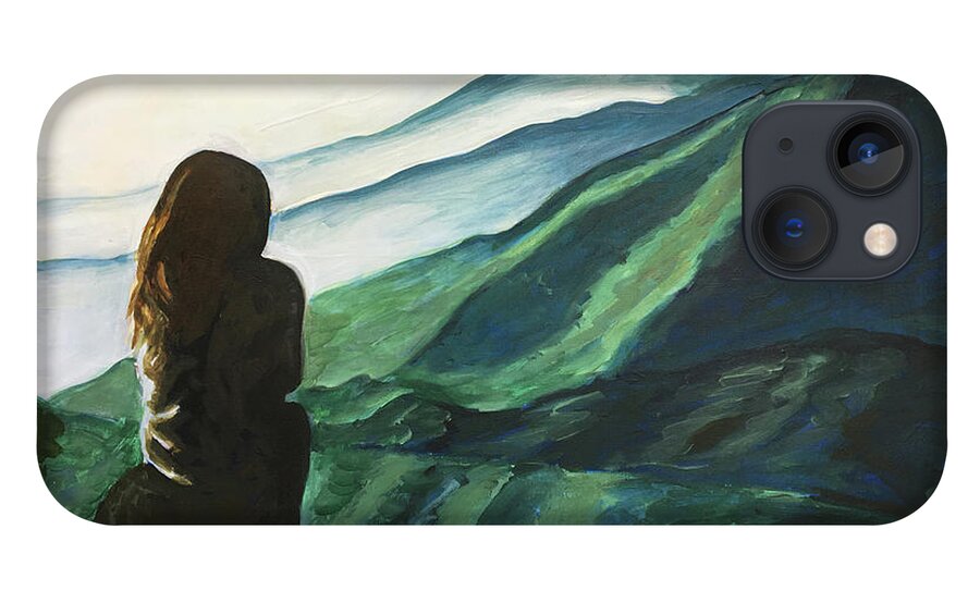 Mountains iPhone 13 Case featuring the painting High Rock by Pamela Schwartz