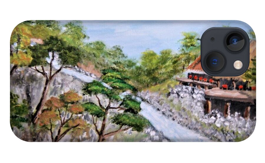 Landscape iPhone 13 Case featuring the painting Hillside Restaurant by Gregory Dorosh