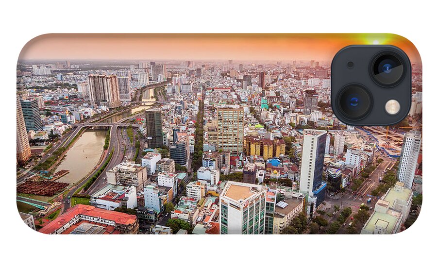 Ho Chi Minh City iPhone 13 Case featuring the photograph Ho Chi Minh City Skyline at Sunset by Bryan Mullennix