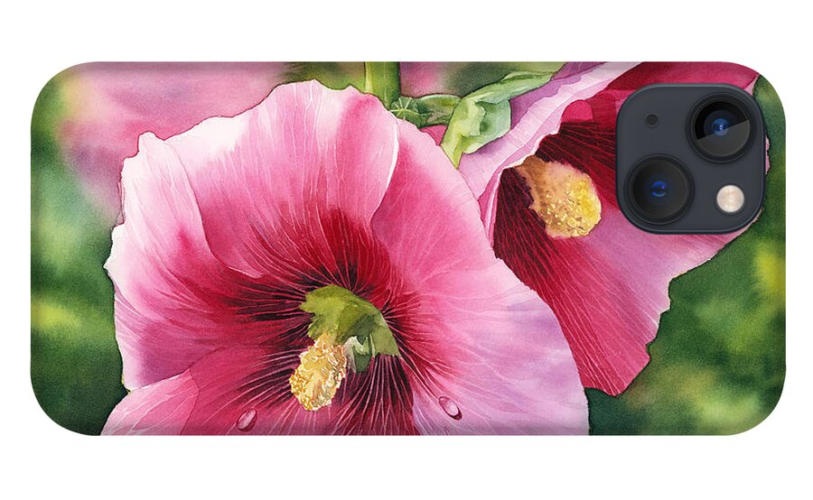 Hollyhock iPhone 13 Case featuring the painting Hollyhock by Espero Art
