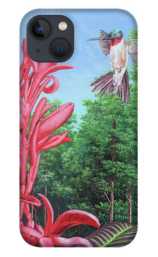 Hummingbird iPhone 13 Case featuring the painting Hummingbird II by Michael Goguen