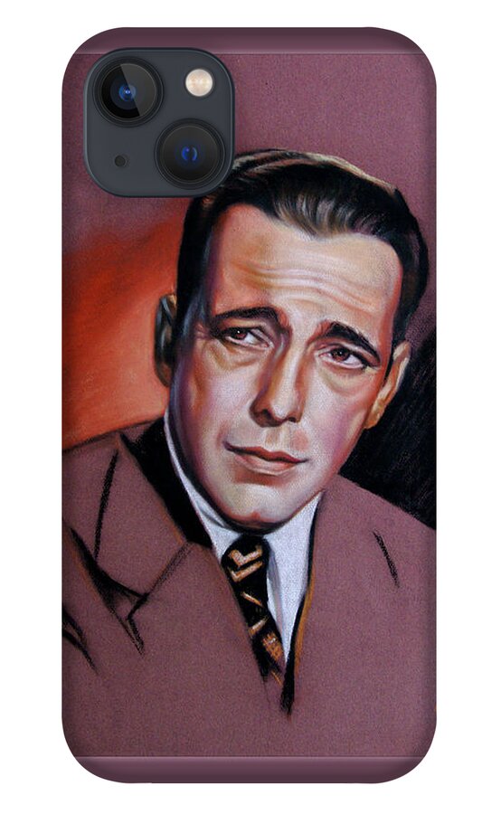 Humphrey Bogart iPhone 13 Case featuring the painting Humphrey Bogart-faux border by David Arrigoni