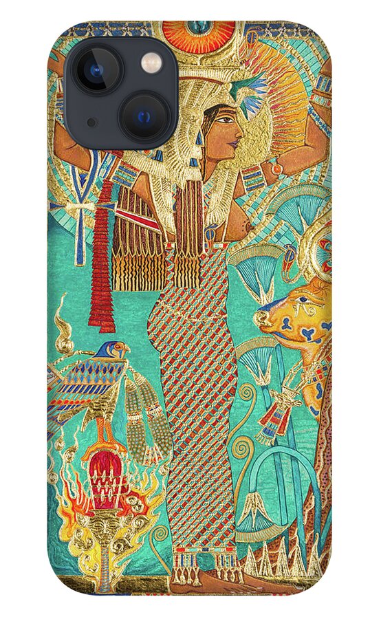 Hwt-her iPhone 13 Case featuring the mixed media Hwt-Her Mistress of the Sky by Ptahmassu Nofra-Uaa