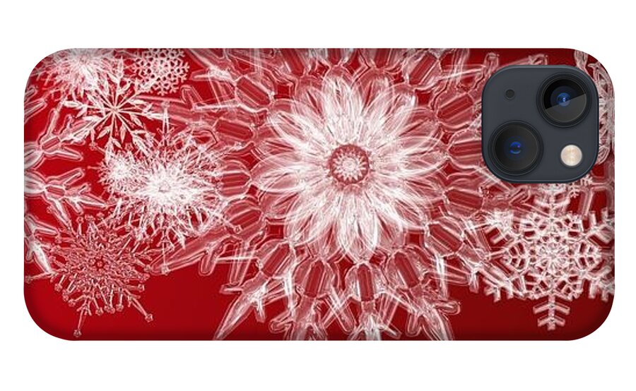 Ice iPhone 13 Case featuring the mixed media Ice Crystals Red by Nancy Ayanna Wyatt