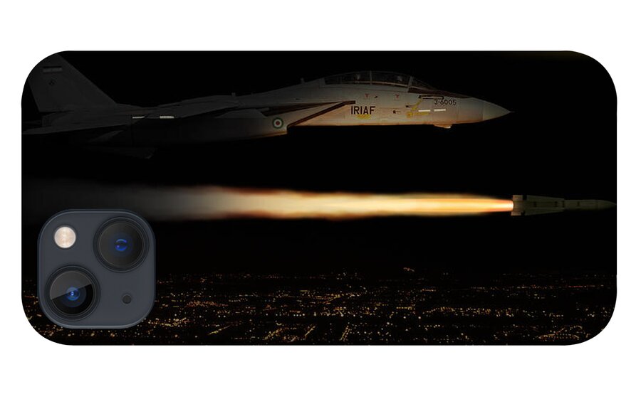 Grumman iPhone 13 Case featuring the digital art IIAF F-14 Tomcat by Custom Aviation Art