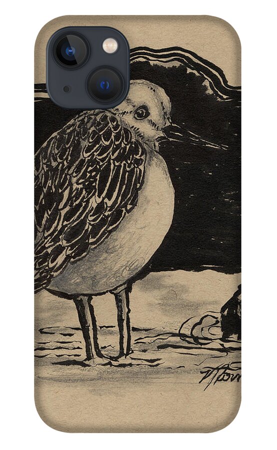 Birds iPhone 13 Case featuring the drawing I'm Listening by Marnie Clark