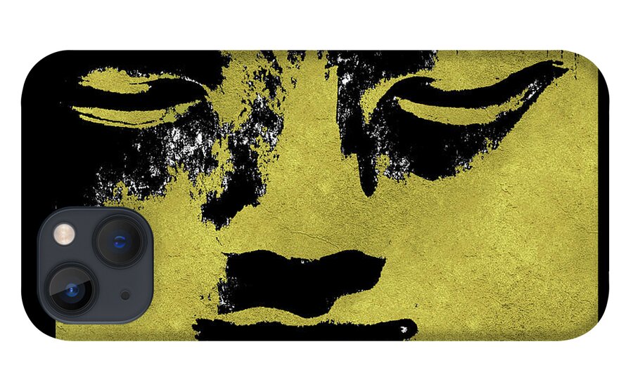 In The Shadow Of The Golden Buddha iPhone 13 Case featuring the mixed media In The Shadow of The Golden Buddha by Kandy Hurley