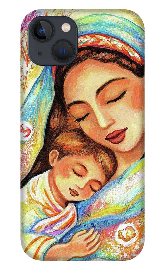 Mother And Child iPhone 13 Case featuring the painting Inner Silence by Eva Campbell