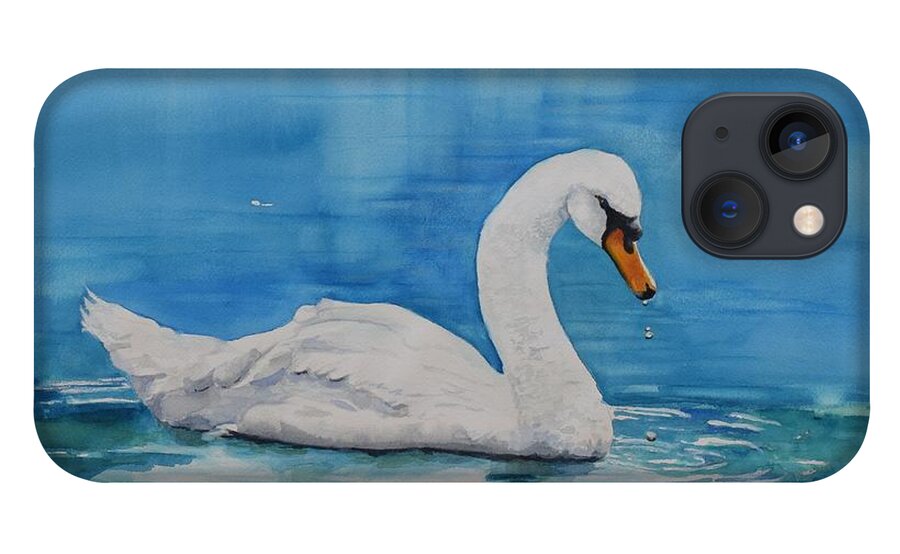 Swan iPhone 13 Case featuring the painting Interlude by Celene Terry