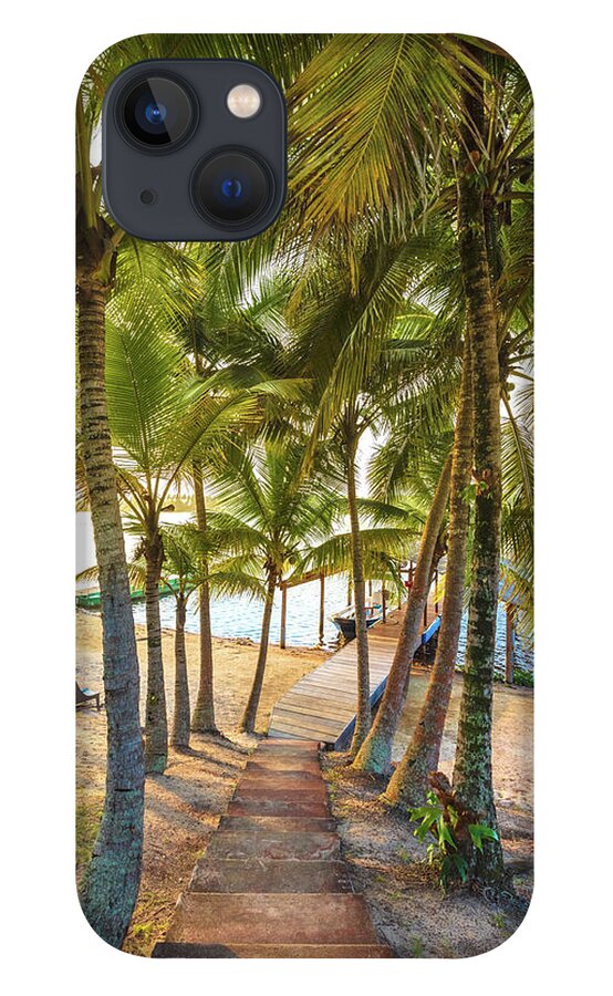 Dock iPhone 13 Case featuring the photograph Island Dock Under Palms by Debra and Dave Vanderlaan