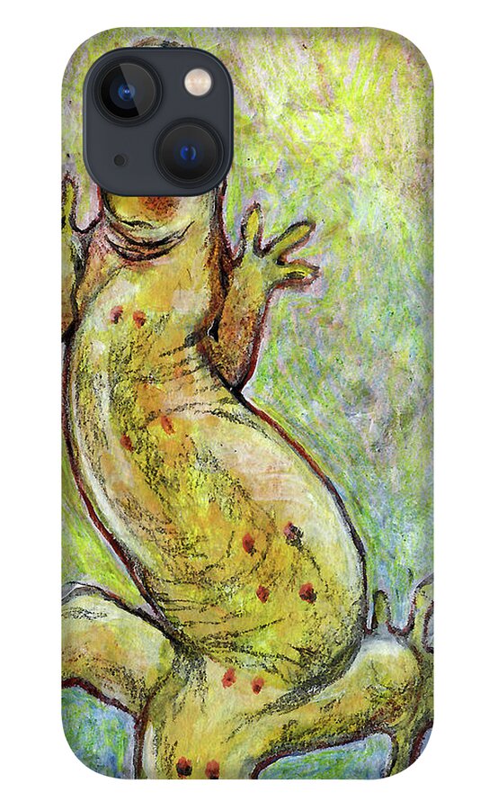 Gecko iPhone 13 Case featuring the mixed media It's a Gecko by AnneMarie Welsh
