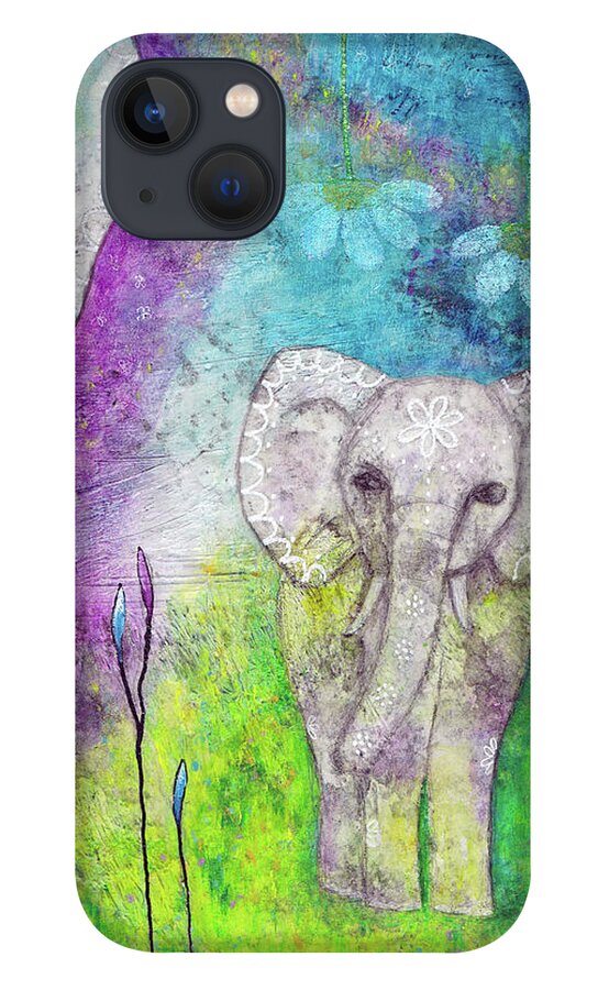 Elephants iPhone 13 Case featuring the painting Josephine and Lily by Winona's Sunshyne