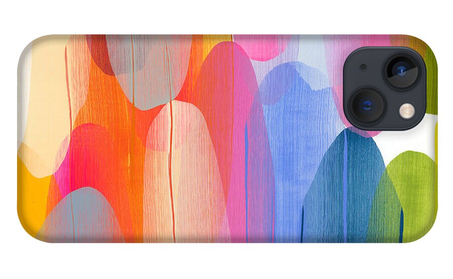 Abstract iPhone 13 Case featuring the painting Joy and Laughter by Claire Desjardins