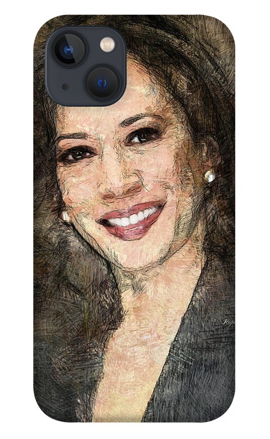 Portraits iPhone 13 Case featuring the drawing Kamala Harris by Rafael Salazar