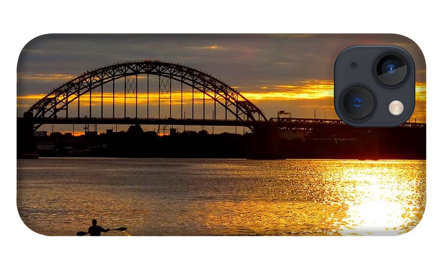 Kayak iPhone 13 Case featuring the photograph Kayaking on the Delaware River at Sunset by Linda Stern