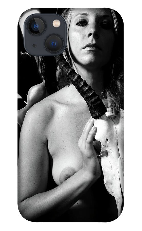 Nude Female Skull iPhone 13 Case featuring the photograph Kbbt0718 by Henry Butz
