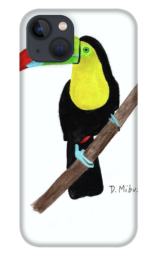 Keel-billed Toucan iPhone 13 Case featuring the painting Keel-Billed Toucan Day 3 Challenge by Donna Mibus