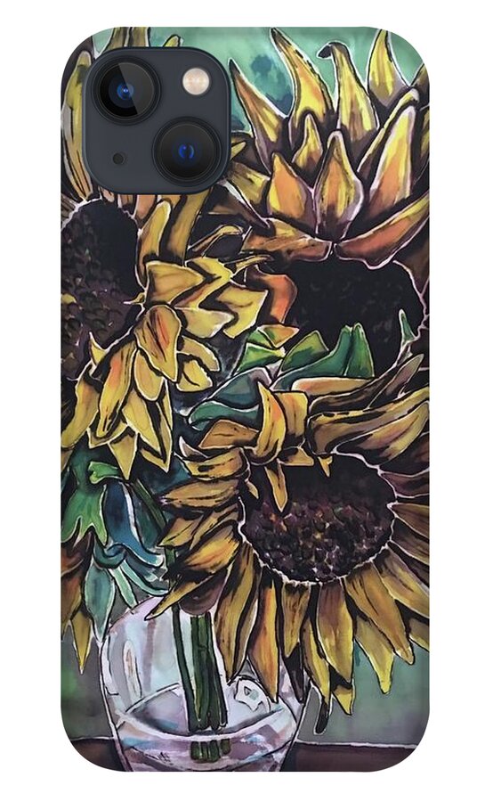 Sunflowers iPhone 13 Case featuring the painting Kelly Van Gogh by Kelly Smith