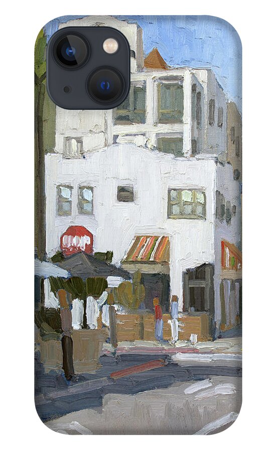 La Pensione iPhone 13 Case featuring the painting La Pensione - Little Italy, San Diego, California by Paul Strahm