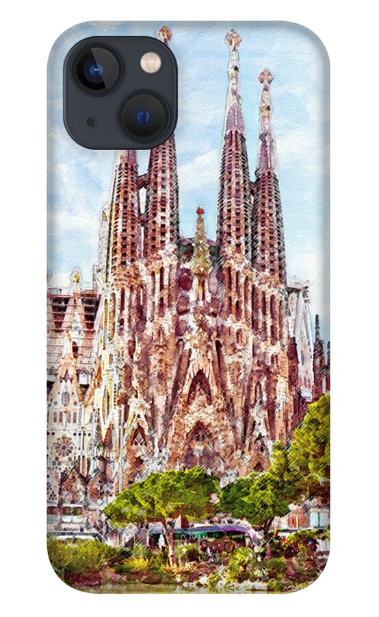 Marian Voicu iPhone 13 Case featuring the painting La Sagrada Familia by Marian Voicu