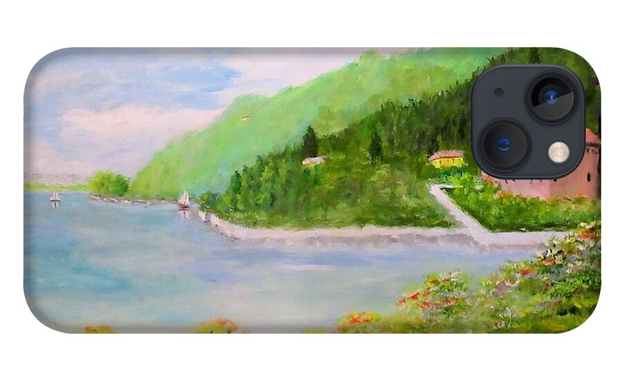 Landscape iPhone 13 Case featuring the painting Lake Como by Gregory Dorosh