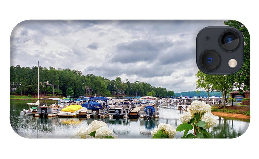 Lake iPhone 13 Case featuring the photograph Lake Keowee Flowers and Boats by Amy Dundon