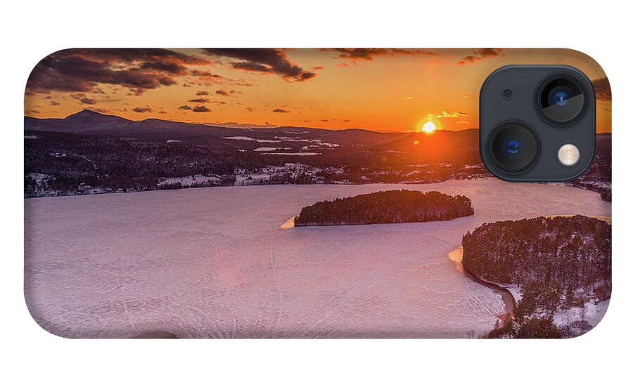 Ice iPhone 13 Case featuring the photograph Late Winter Sunset Island Pond, VT by John Rowe