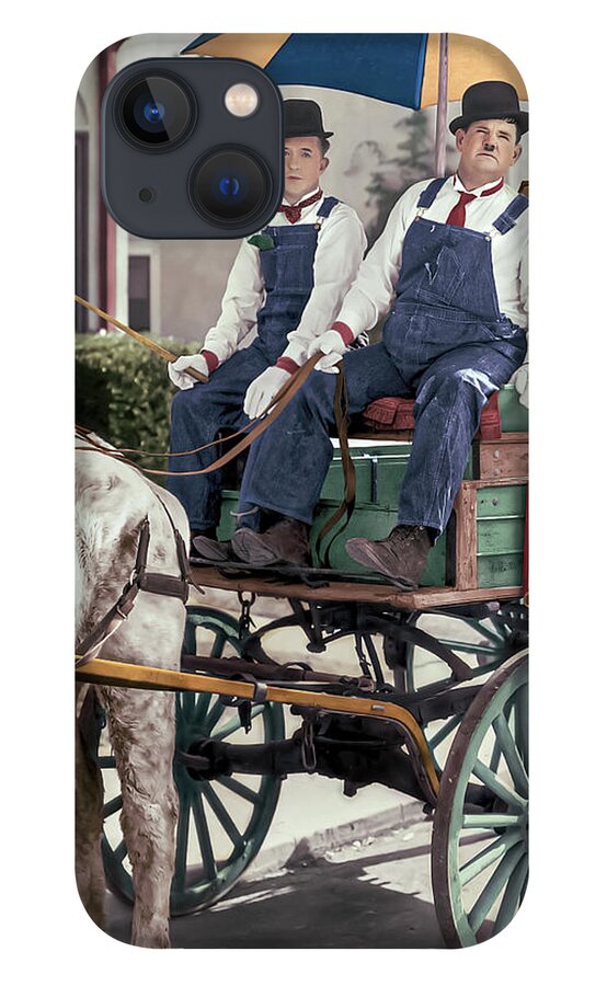 Vintage Photos Colorized iPhone 13 Case featuring the digital art Laurel and Hardy The Music Box 1932 by Franchi Torres