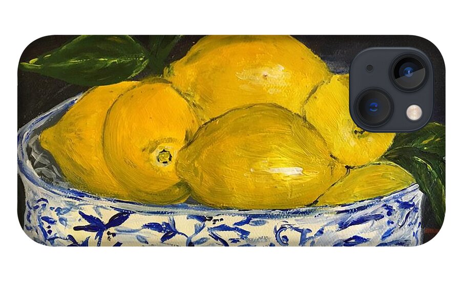 Lemons iPhone 13 Case featuring the painting Lemons - A Still Life by Debora Sanders