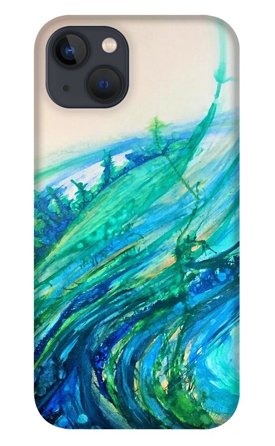 Water iPhone 13 Case featuring the painting Life Can't be Stopped by Deb Brown Maher