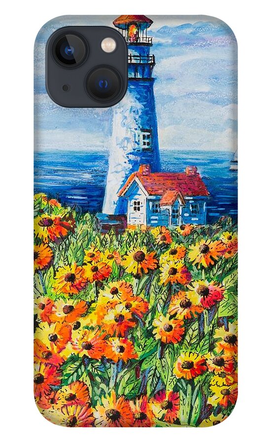 Lighthouse iPhone 13 Case featuring the painting Lighthouse Vista by Diane Phalen