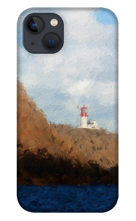 Lighthouse iPhone 13 Case featuring the digital art Lindesnes lighthouse by Geir Rosset