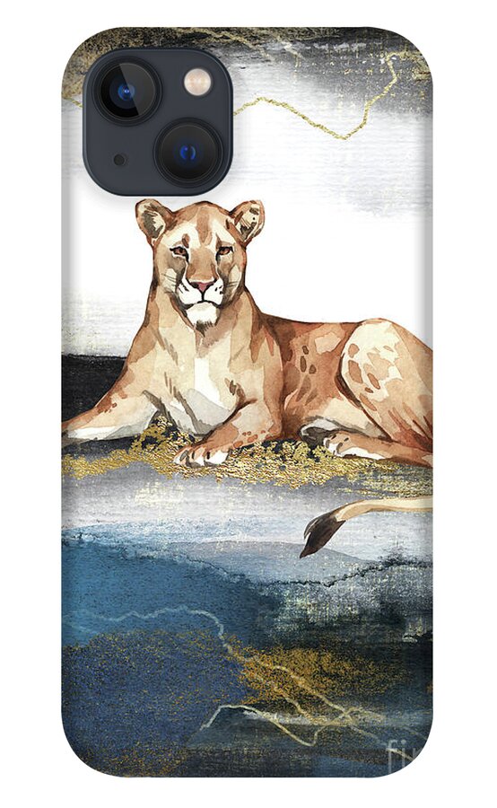 Lioness iPhone 13 Case featuring the painting Lioness Watercolor Animal Art Painting by Garden Of Delights