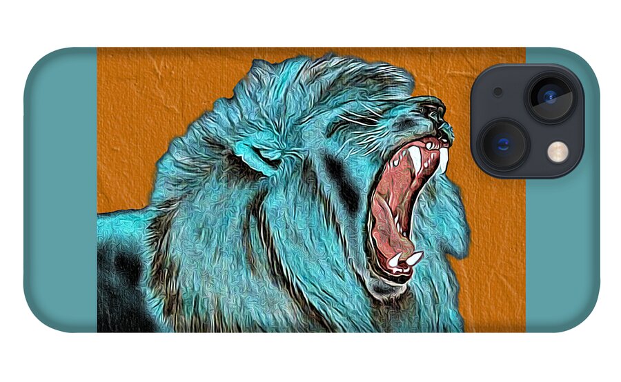 Abstract iPhone 13 Case featuring the mixed media Lion's Roar - Abstract by Ronald Mills