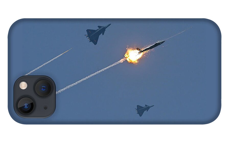 Lmt iPhone 13 Case featuring the digital art Lockheed LMT AIM-9X Downing J-20s by Custom Aviation Art