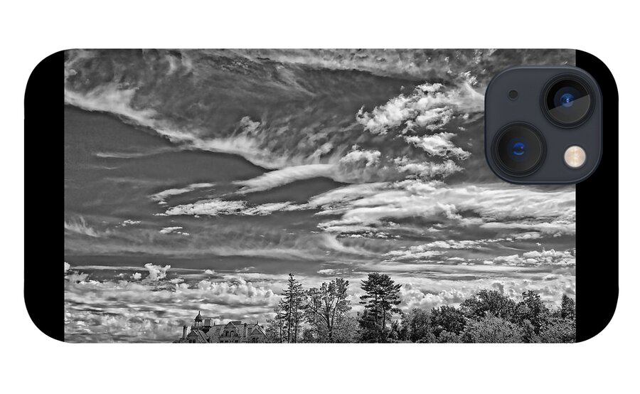B&w iPhone 13 Case featuring the photograph Lots of Clouds Over The Masters School by Russ Considine