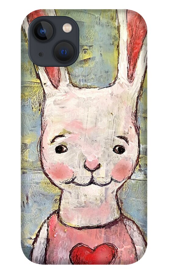 Bunny iPhone 13 Case featuring the mixed media Love Bunny by AnneMarie Welsh