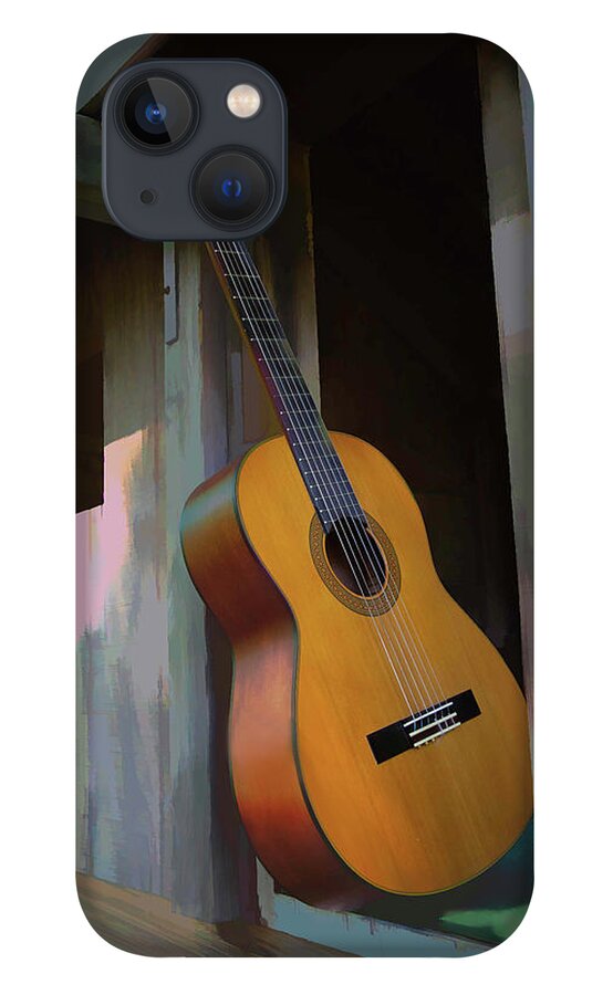 Classical Guitar iPhone 13 Case featuring the digital art Love My Guitar by Steve Ladner