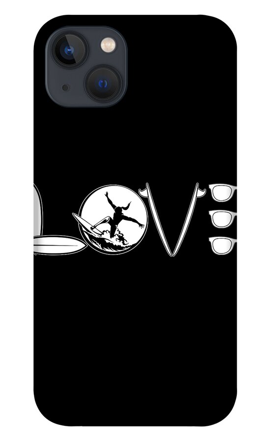 Shads iPhone 13 Case featuring the digital art Love Surfing Surfboard Surfer Sunglasses by Jacob Zelazny