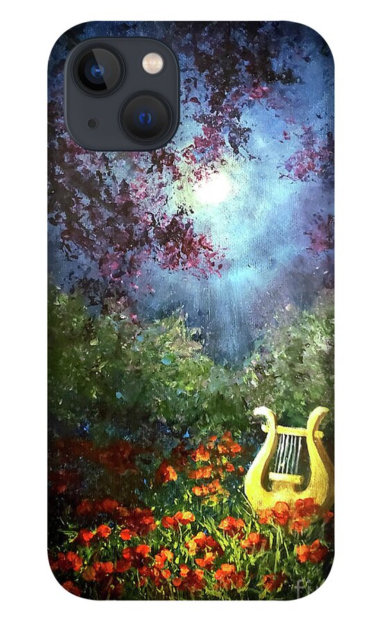 Moon iPhone 13 Case featuring the painting Lyre in Moonlight by Zan Savage