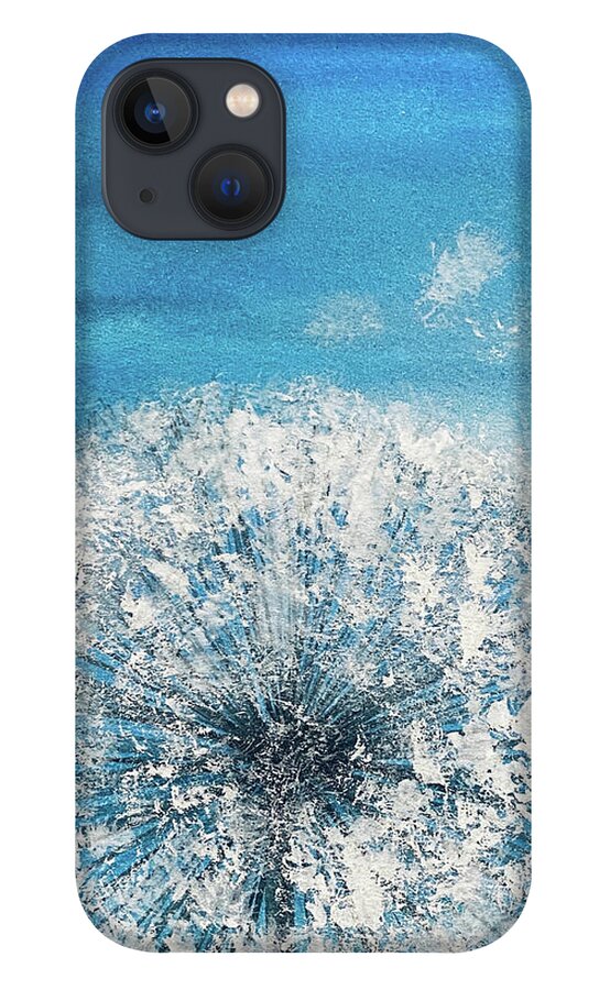 Dandelion iPhone 13 Case featuring the mixed media Make a Wish by Lisa Neuman