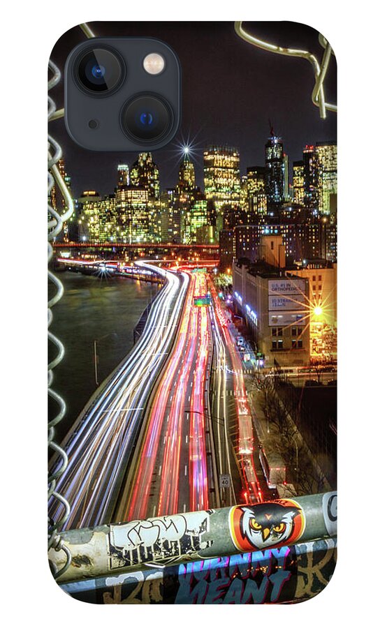 New York iPhone 13 Case featuring the photograph Manhattan At Night by Lev Kaytsner