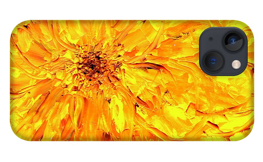 Yellow iPhone 13 Case featuring the painting Marigold Inspiration 3 by Teresa Moerer